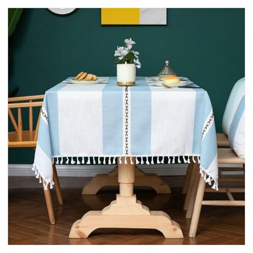 Nappe en lin rectangulaire bleu ciel lavable pour grande table - 2