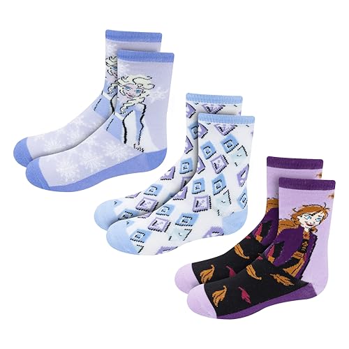 Disney Crew Socks for Girls, Kids Socks, Arch Support, Ages 7-13, 3-Pack