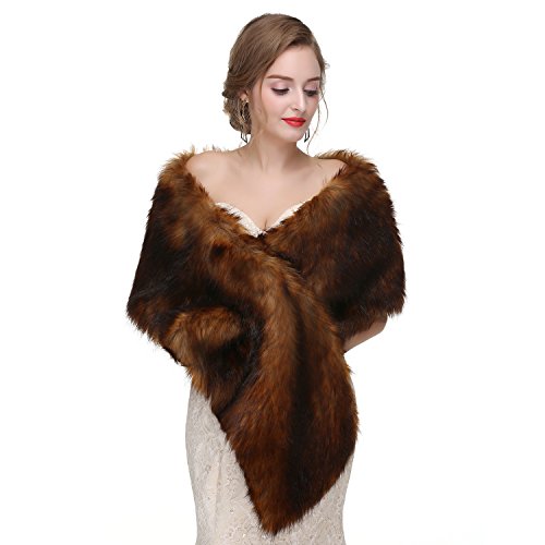 Women's Faux Fur Bridal Shawls Wraps Ladies' Stoles Cape Shrug Coat
