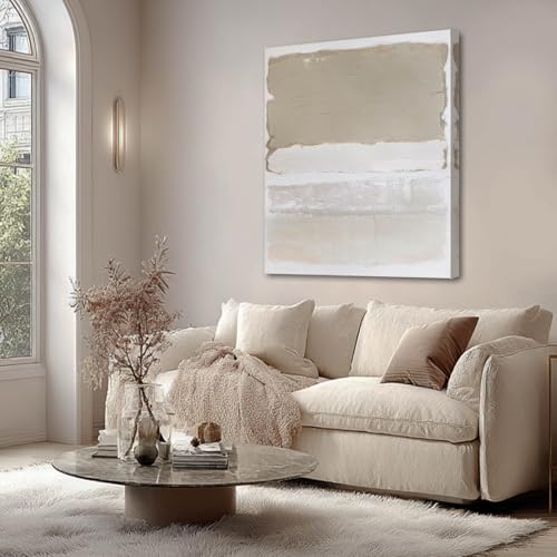 SHEYOYE canvas Abstract Oil painting Beige & Gray Neutral Wall