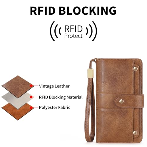 Image of FALAN MULE Wallets for Women Trifold Wristlet Wallets Large Capacity RFID Blocking Ladies Purse Credit Card Holder