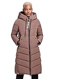 khujo Damen Mantel Steppjacke lang Winterjacke Steppmantel Ayleena mit Kapuze (MA-grey, XL)