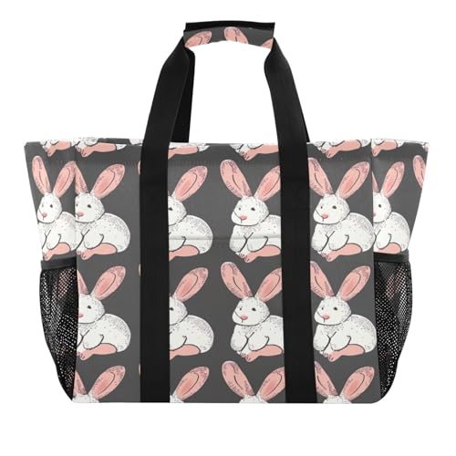 Nander Lovely Rabbits Foldable Tote Bag Waterproof Sandproof Women Beach Bag Handbag Gym Bag Travel Shopping Bag
