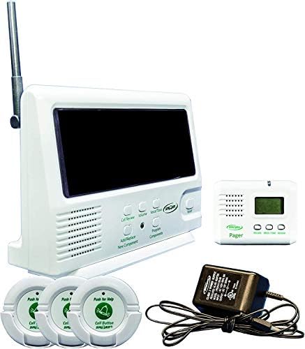 SMART CAREGIVER 433-SYS 40 Channel Central Monitoring Unit with 3 Nurse Call Buttons, Pager and AC Adaptor