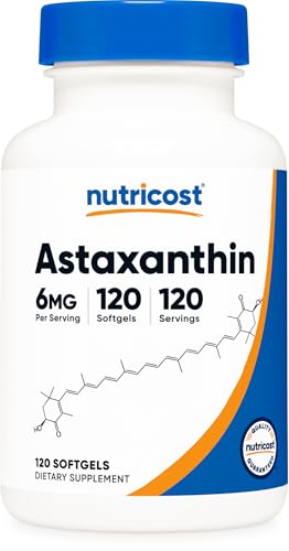 Nutricost Astaxanthin 6mg Non-GMO and Gluten Free 120 Softgels (4 Month Supply)