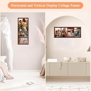4×6 oak wood picture frames collage wall decor brown 6x16in solid oak wooden family photo collage frame 4 opening glass front wall hanging display 4 4×6 pictures  urban country home decor