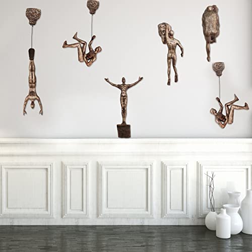 3D Climbing Men Wall Sculpture, Industrial Style Retro Resin Sculptures Home Decor Nordic Art Wall Background Decoration, Creative Hanging Statues For Home Office Living Room (6Pcs - Set Of All) #TOP5