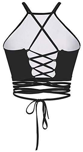 Sister Amy® Women's Halter Cross Back Boho Bandage Tank Camis Crop Top Vest2