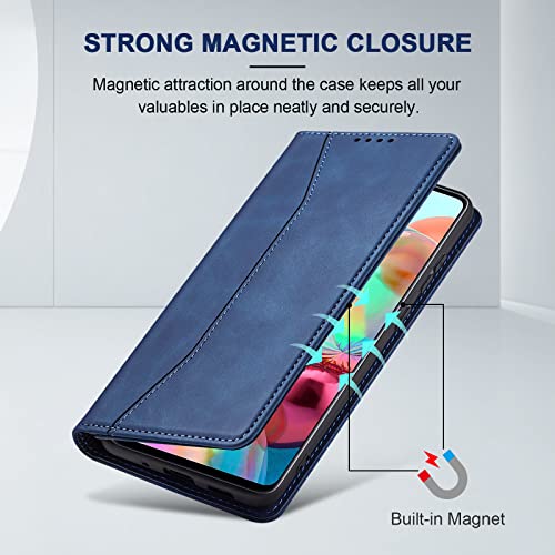 Image of Jasonyu Case for Samsung Galaxy A71 4G Leather Wallet Flip Cover with Card Holder,Kickstand, Magnetic Closure,TPU Shockproof Phone Case Compatible with Samsung A71 (Blue)