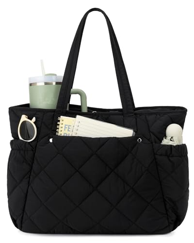 Bolso tote acolchado para mujer Micmores, bolso ligero de hombro con bolsillos, elegante bolso puff para uso diario y trabajo | Material nylon miniatura 1