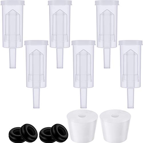 3-Piece BPA-Free Plastic Airlock Bubble Airlocks for Fermentation, Black Silicone Fermenter Lid Grommets