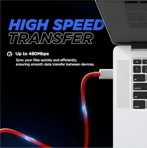 Image of 120W Dash Charge USB to Type-C Cable, 1M Length, Flex Resistant, Fast Charging, Red