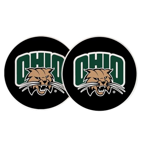 Desert Cactus Ohio University Car Coaster Bobcats Absorbent Sandstone Car Cup Coasters Set of 2 (Design A)