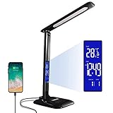 Desk Lamp USB Charging Port - LEDGLE LED Desk Lamp with 5 Levels Brightness Adjustable Foldable...