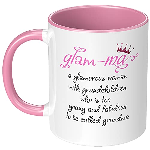 Funny-Grandma-Theme-Ceramic-Coffee-Mug-Glam-ma-Definition-Great-Mothers-Day-Gift-Idea-Grandparents-Day-Christmas-Birthday-Gift-for-First-Time-Grandmother-Granny-Tea-Cup-11-oz-White-Pink Funny Grandma Theme Ceramic Coffee Mug Glam ma Definition Great Mothers Day Gift Idea Grandparents Day Christmas Birthday Gift for First Time Grandmother Granny Tea Cup 11 oz White Pink