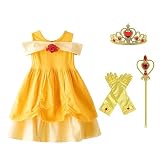 Dressy Daisy Princess Costume for Little Girls Halloween Birthday Party Dress Up with Accessories Fancy Outfit Yellow Size 7-8