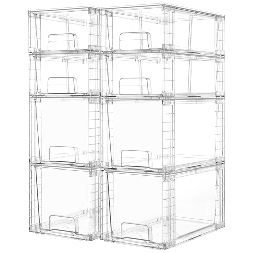 Vtopmart 8 Pack Clear Stackable Storage Drawers,Easy to Assemble Bathroom Organizers and Storage...