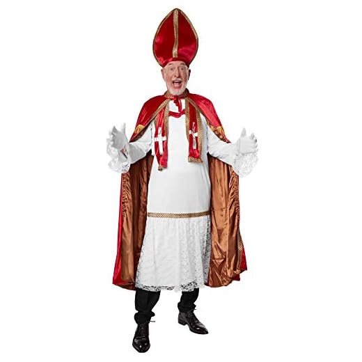 dressforfun 900841 - Disfraz de Papá Noel, Disfraz de San Nicolás, Obispo de Navidad, con Capa, Sombrero y Guantes, Color Rojo Oscuro (XXL | No. 303462)