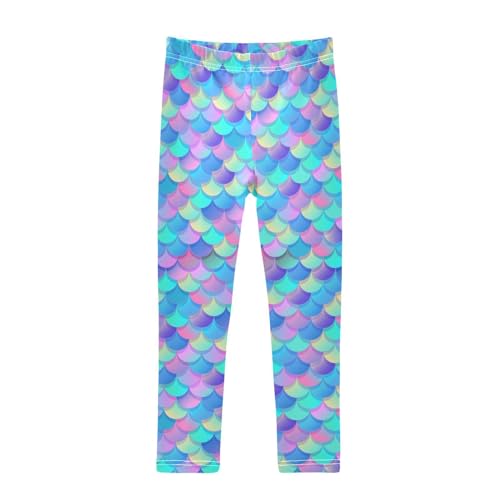 ALAZA Fantasy Mermaid Fish Scales Girls' Leggings Ankle Length Toddler Kids Basic Full Length Tights Yoga Pants