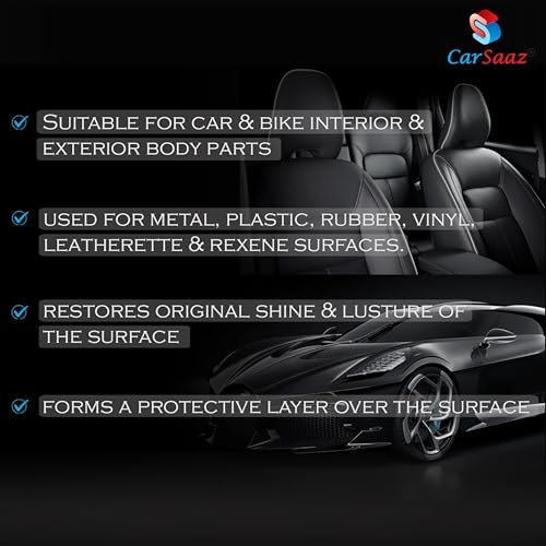 Image of CAR SAAZ Car & Bike Polish Combo | Polish Combo (100 ML Each) | Exterior Body Polish, Leather Vinyl & Dashboard Polish, Upholstery Cleaner, Tyre Shiner with | 4 Applicator Pads