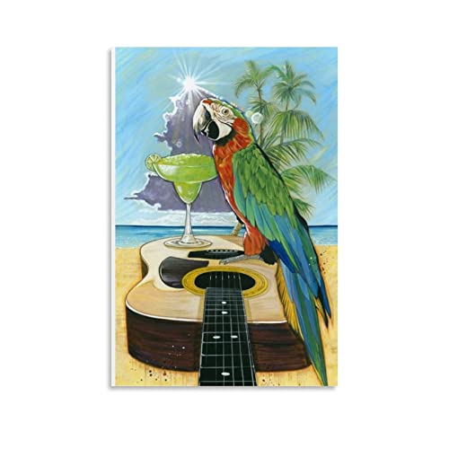 Art Posters Impression sur toile Ljx Macaw et guitare 30 x 45 cm Cover