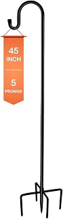 Ottsuls 45 Inch Heavy Duty Bird Feeder Pole Shepherd's Hook with 5 Prong Base - Rust-Resistant Hanger for Hummingbird Feeders, Lanterns, Plants & Garden Decor