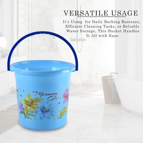 Image of Heart Home (Set of 2) Bathroom Bucket & Mug Set | Bathroom Combo Set for Bathroom, Hotels, Laundry | Bucket-18 L & Mug-500 ml Bathing Set | Modern Bathroom Accessories Set | Blue