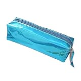 DUBENS Trousse à maquillage hologramme avec fermeture éclair - Couleur : bleu - Pour l'école - Pour maquillage et cosmétiques