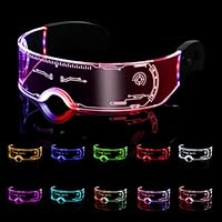 Kangtaixin Cyberpunk LED Brille – Leuchtende Partybrille mit 7 Farben & 4 Modi, Neon-Brille für Rave, Karneval, Halloween, Bar & Musikfestival – Coole LED-Brille für Festivals & Events