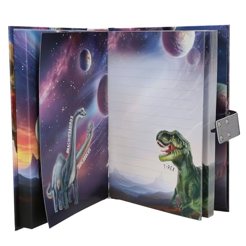 Depesche 13581 Dino World - Tagebuch mit Zahlen-Code und Sound, Buch in Blau und Lila, mit -T-Rex Motiv und 192 linierten Seiten