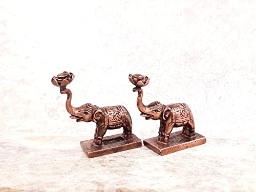 Image of Copper Idols, 4.5 cm, Copper Handmade Standing Elephant Idol 140 gram, Patina Antique Finish, Pack of 1 Piece