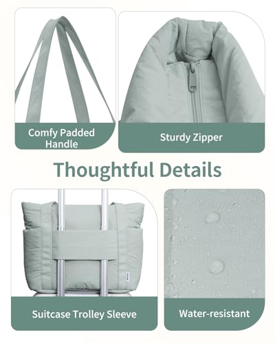 Image of Narwey Puffer Tote Bag for Women Girl, Puffy Travel Gym Shoulder Handbag