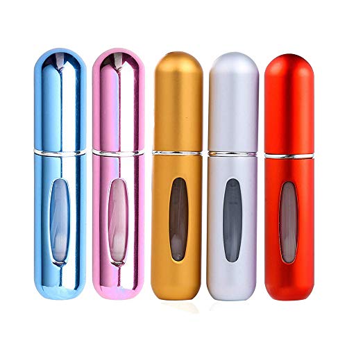 Preisvergleich Produktbild 5 Stück Parfümzerstäuber, Parfümflasche,Nachfüllbar Parfüm Zerstäuber, Aluminium Taschenzerstäuber Sprühflasche,Mini Reisen Portable Leer Parfüm Zerstäuber (5 ml)
