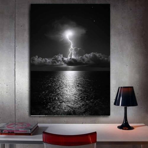 Affiche noir et blanc abstrait tableau toile grand format 60x90cm - 3