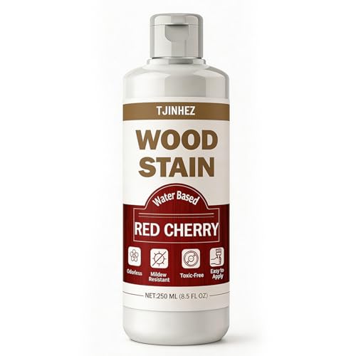 Red Cherry Wood Stain 8.5oz/250ml Water Based Wood Stain Premium Indoor & Outdoor Wood Finish for Furniture Cabinets Doors & Wood Surfaces - Fast Drying Low Odor Non-Toxic & Easy to Use