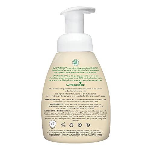 Image of ATTITUDE 2-in-1 Hair and Body Foaming Wash for Baby, EWG Verified, Dermatologically Tested, Made with Naturally Derived Ingredients, Vegan, Pear Nectar, 10 Fl Oz (Pack of 3)