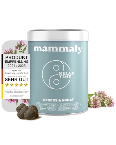 Beruhigungsmittel für Hunde - 60 Snacks (175g) Relax Time von mammaly - Entspannungs- & Anti-Stress-Mittel mit Baldrian - leckere Beruhigungsleckerli zur Entspannung für Deinen Hund auch zu Silvester