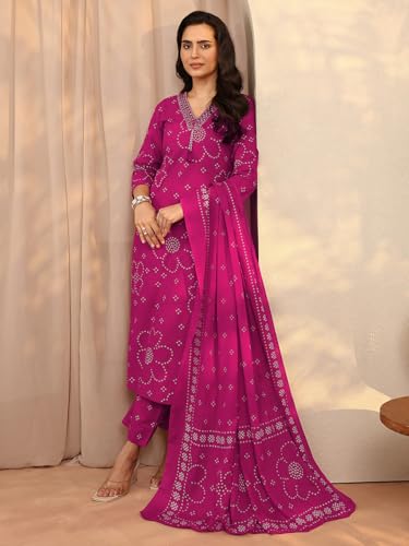 Image of Libas Printed Cotton Blend Straight Kurta Set for Women | daily wear suit