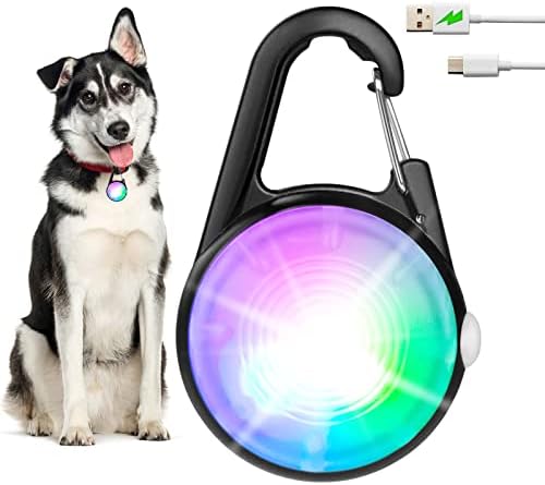 Dog Collar Lights for Night Time, 4 Modes Dog Collar Light Rechargeable Led Light for Dog Collar, IP68 Waterproof Dog Light for Night Walking, Safety Dog Collar Lights for Night Time Clip On (Black)