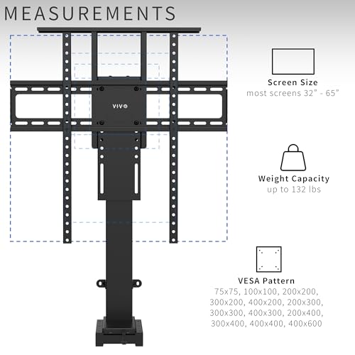 VIVO MOUNT-E-UP65A Motorisierter TV-Ständer für 81,3 bis 65 Zoll Bildschirme, vertikaler Lift-TV-Ständer mit Fernbedienung, kompakte TV-Halterung, Halterung – Bild 4
