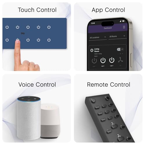 Image of IOTICS Smart Wifi Switch Board: 12 x Switch Module. Touch Control, Remote, App Control. Voice Compatible with Alexa & Assistant. Smart Touch Switch Board For Home Automation (Blue)