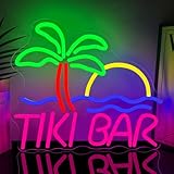 TIKI BAR Neon Schild Led Bar Schild für Wanddekoration Leuchtendes Neon Bier Lampe Dimmbar für Home Bar Garten Party Cocktail Abend Tropical Club Deko