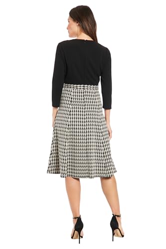 London Times Women's Houndstooth Side Tab Midi Dress3
