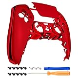 eXtremeRate Chrome Red Glossy Touchpad Front Housing Shell Compatible with ps5 Controller BDM-010,...