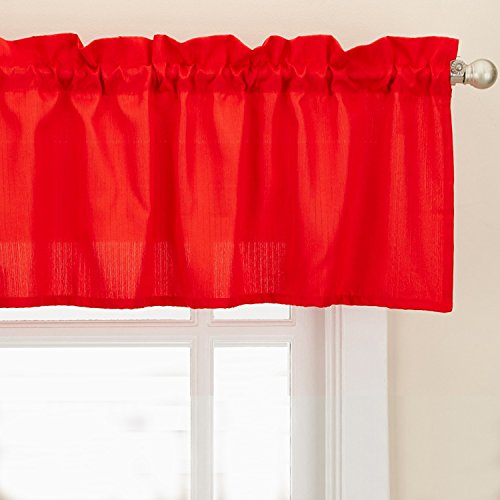 Image of Sweet Home Collection Kitchen Window Tier, Swag, or Valance Curtain Treatment in Stylish and Unique Patterns and Designs for All Home Decor, Ribcord Red
