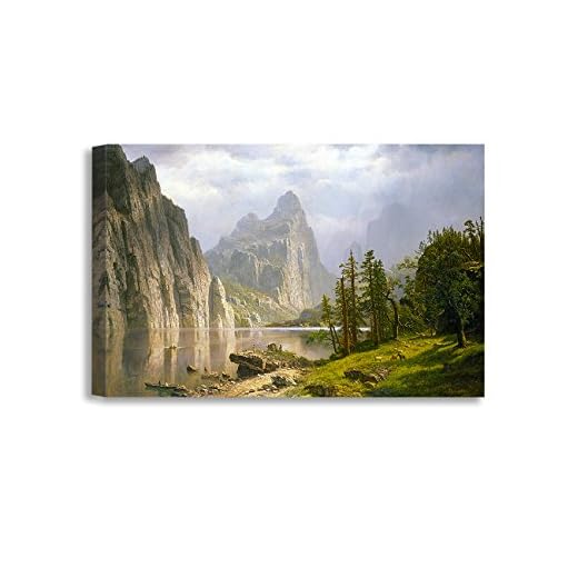 DECORARTS - Albert Bierstadt Merced River Yosemite Valley Giclee Canvas Print Wall Art, American Landscape Decor, Made in USA 36x24