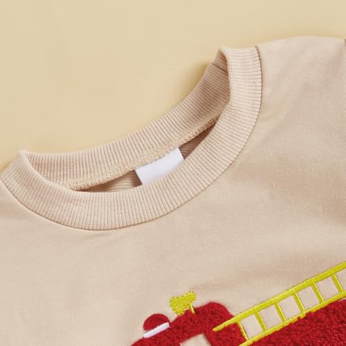 Toddler Boys Crewneck Sweatshirts Excavator/Truck Embroidery Long Sleeve Pullover Tops Fall Winter Casual Clothes4