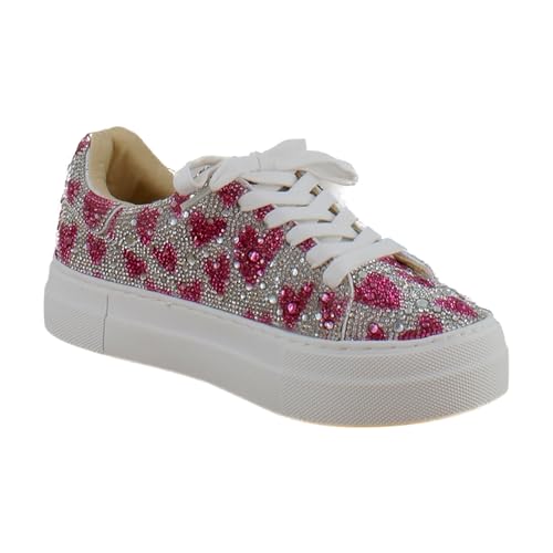 Image of Betsey Johnson Sidny Women's Fashion Sneakers Fuchsia Hearts Size 6 M