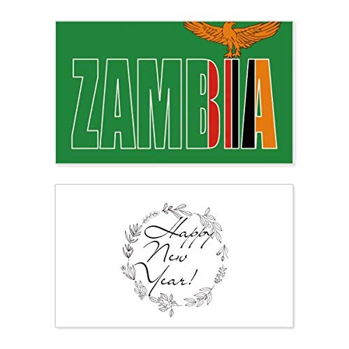 Tarjeta de Año Nuevo con bandera de Zambia con nombre impreso de alta calidad