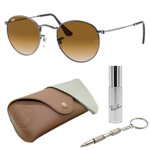 Image of Ray-Ban RB3447N ROUND FLAT LENSES Round Shaped Sunglasses for Men with Official RAYBAN Eyewear Kit
